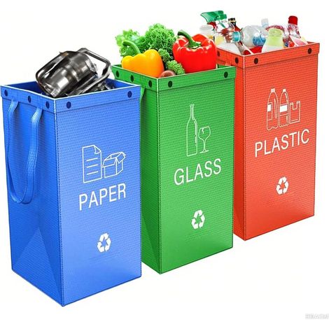Poubelle Portable Bac À Ordures Pliable De 40 Litres  3 Pièces Bac à Déchets pour Épluchures de Fruits Restes Alimentaires Chutes de Papier Cuisine Salon Jardin et Pique-nique (1/5)