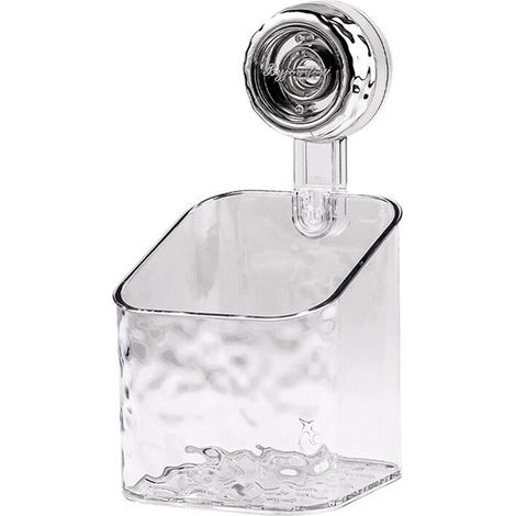 1 étagère de rangement rotative à ventouse pour salle de bain, boîte de rangement murale, sans perçage, gris transparent, S (1/2)