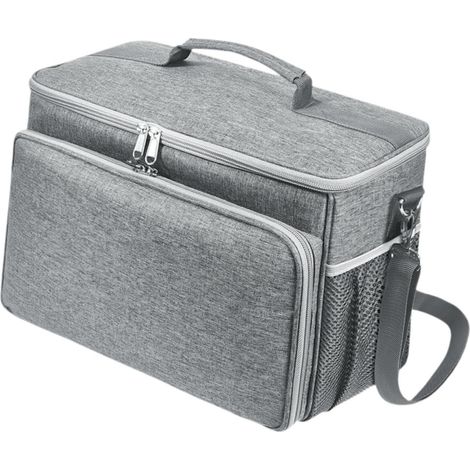 Pet grooming tool kit, storage case, gray polyester shoulder bag with zipper, storage (1/5)