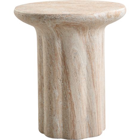 Table d'appoint aspect travertin en oxyde de magnésium, légère, anti-UV et imperméable, sans montage, style moderne pour intérieur, jardin, balcon et bord de piscine (1/4)
