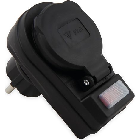 Prise intermédiaire McPower avec interrupteur, IP44, noire