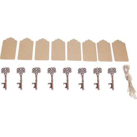 Abrebotellas vintage con forma de llave, juego de 12, aleación de cobre.