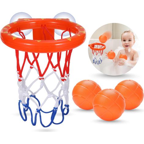 Jouets de bain - Panier de basket pour baignoire enfant, jeu de douche pour enfants 4-8 ans, panneau avec ventouses et 3 balles sans trou, ensemble garçons filles, anti-moisissure, sans moisissure (1/5)