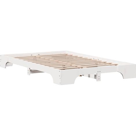 Lit double,Lit adulte,Cadre de lit Blanc 140 x 190 cm Bois massif en pin CFW1049083 (1/5)