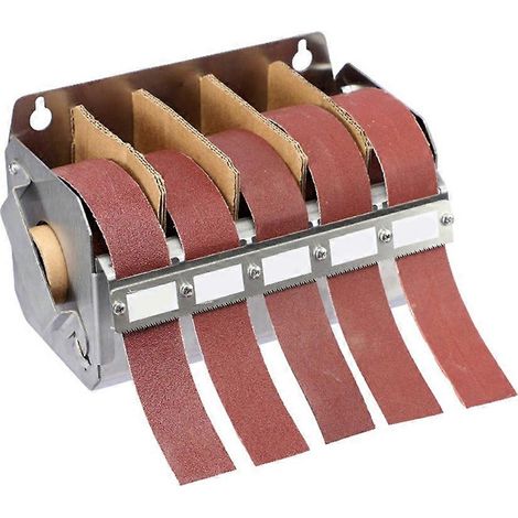 Porte-bande abrasive en acier inoxydable, rouleau de toile émeri, 5 grains, rouleau de papier de verre 150/240/320/400/600, pour métal, bois et meubles (1/5)