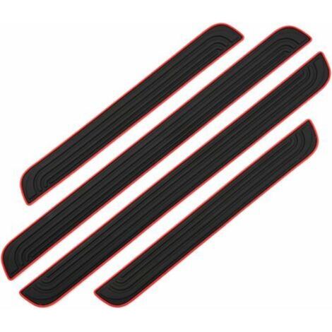 Barres de Seuil de Porte Voiture 4PCS Plaque de Seuil Protecteurs Autocollant Voiture Film Adhésif pour Protection Seuil Porte Garde-Plaque de Seuil de Porte Voiture en Caoutchouc Souple PVC(Noir)deng (1/5)