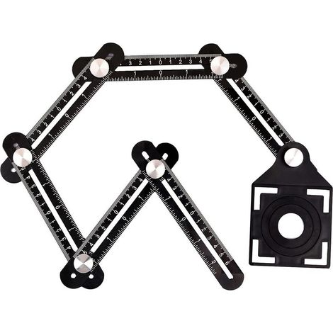 Règle de Mesure Multi-angle,outil de gabarit à six ctés en alliage d'aluminium,outil de mesure multi-angle,avec poinon,guide de perage pour carrelage en céramique,pour bricoleurs (1/5)