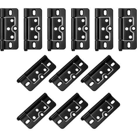 Juego de 12 bisagras silenciosas y sin ranuras, color oscuro Aptas para puertas plegables, muebles chapados, ventanas y armarios (1/5)