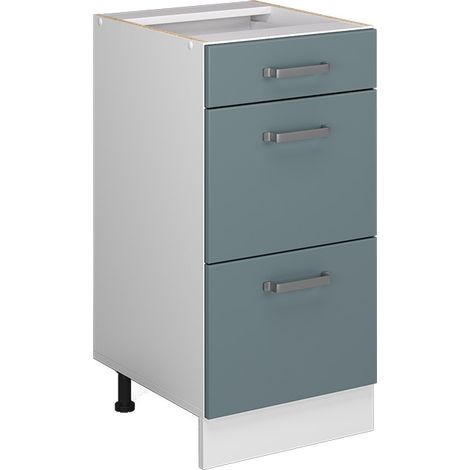Küchenschrank  R-Line, Blau-Grau, 40 cm mit Schubladen, ohne Arbeitsplatte, Vicco
