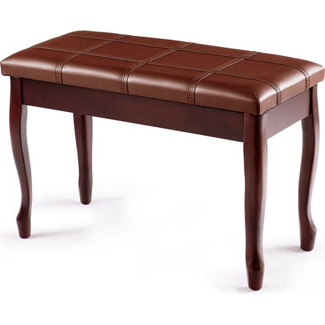 Piano Bench with Storage, Solid Wood, 75x35x49 cm, Brown