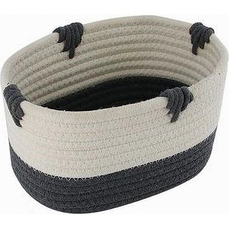 Cleafe - Cesto Porta Biancheria Bicolore In Tessuto Intrecciato Cestino 20x15x11cm 10662 - (1/2)