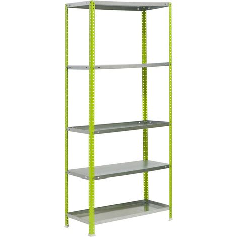 SIMON GARDEN étagère en métal avec vis avec 5 étagères (180x90x40cm) VERT ET GALVANISÉ (1/4)