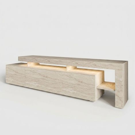 Mueble para TV con LED y estantes salón Teral - Beige