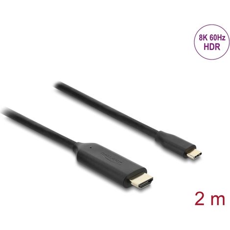 Delock Cable USB Type-Câ¢ a HDMI (Modo DP Alt) 8K 60 Hz con funciÃ³n HDR 2 m negro