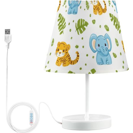 Kcldeci Tiger Elephants Lampe de chevet pour chambre à coucher (1/5)