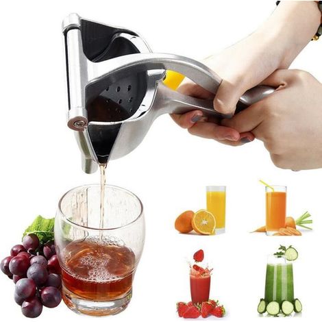 Extracteur Jus Manual en Acier Inox pour le jus de citron orange et d\'autres fruits sans coque argent (1/4)