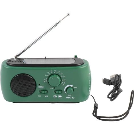 Radio De Emergencia Solar Portátil con Linterna Led Y Cargador USB Manivela De Mano FM Am para Camping Y Supervivencia (1/3)