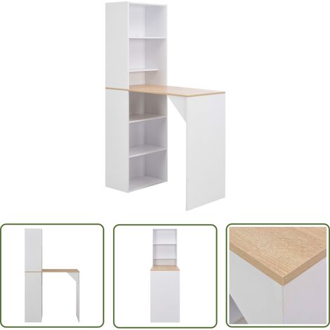 The Living Store Bartisch mit Schrank Weiß 115x59x200 cm - Esstisch - Bartisch - Kücheninsel - Wohnzimmertisch - Weißer Tisch (1/5)