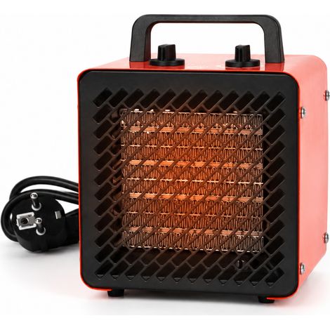 TolleTour Riscaldatore elettrico mobile 2000 W, termostato continuo, ca. 55 dB, rosso (1/5)