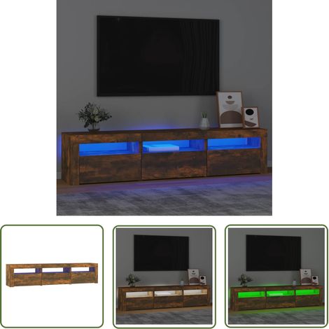 The Living Store TV-Schrank mit LED-Leuchten Räuchereiche 180x35x40 cm - TV Schrank - Holzwerkstoff Möbel - LED Beleuchtung - Wohnraum Einrichtung - Medienregal (1/5)