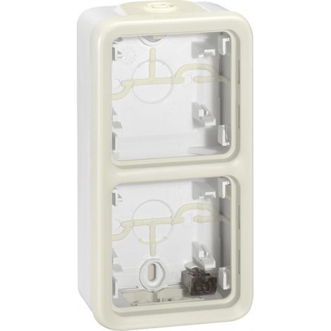 Boîtier saillie à embouts - 2 postes - Verticaux - Blanc - Plexo - 69691 - Legrand