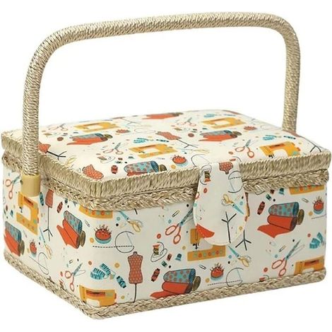 Panier extra large, bacs de rangement extra larges, paniers pour enfants, support pour projets de broderie, panier à couture, ancien bac de rangement, paniers pour enfants pour conserver le bambou，Bro (1/5)