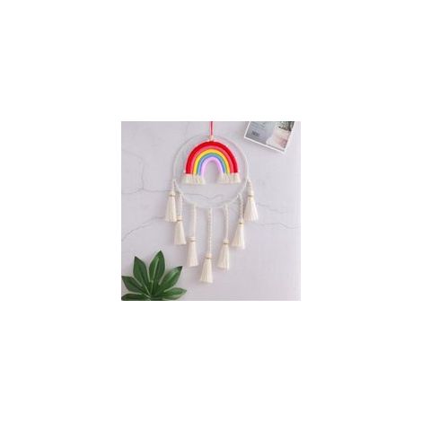 Regenbogenfarbener Makramee-Wandbehang, handgewebter Wandteppich fürs Kinderzimmer, Wanddeko aus Baumwollgarn fürs Babyzimmer (1/4)