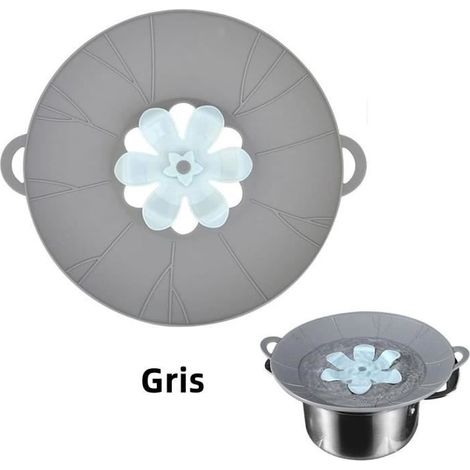 Couvercle anti-débordement - Silicone - 29 cm - Résistant jusqu'à 230°C - Pour casseroles 15-26 cm - Gris (1/4)