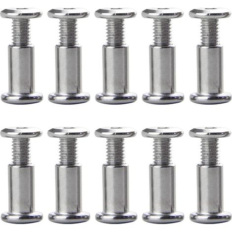 Lot de 10 vis M6 x 20 mm, boucles de ceinture, boulons de fixation, vis de fixation, attaches en cuir pour meubles, selles en cuir pour trous de 8 mm de diamètre