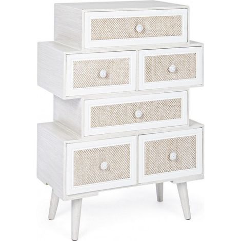 Cassettiera 6 Cassetti bianco Montiel in legno stile rustico (1/5)