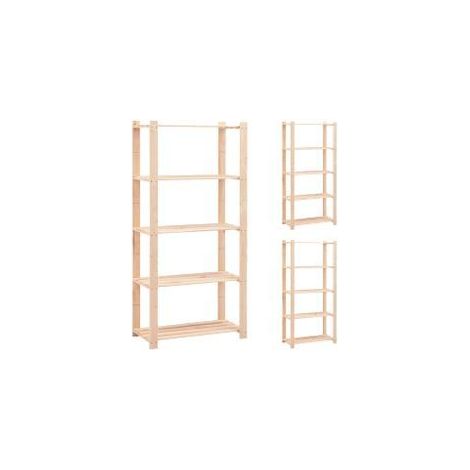 Étagères de rangement à 5 niveaux 3 pcs 80x38x170 Pin 250 kg (1/5)