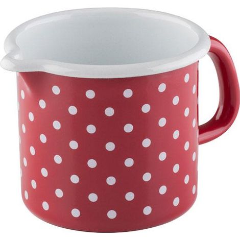 Riess Schnabeltopf Ø9cm 1/2L Pünktchen Rot Emaille