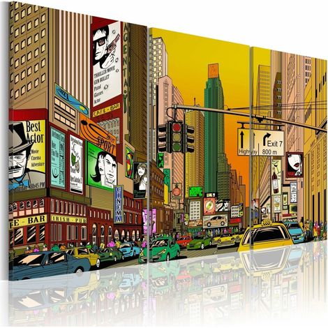 Tableau dessin animé new york - 90 x 60 cm (1/3)