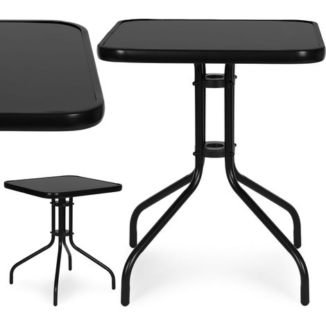 Quadratischer Gartentisch 60x60 cm, Sicherheitsglas, Schwarz