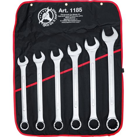 Jeu de clés mixtes XXL 34 - 50 mm 6 pièces – Acier à outils forgé à chaud – Têtes polies brillantes – Cliquet coudé à 15° (1/10)
