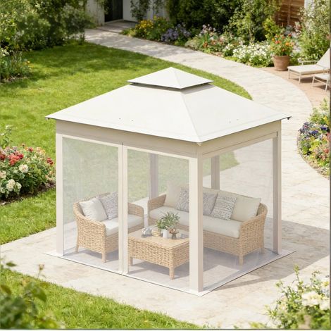 Carpa plegable jardín con mosquitera y bolsa beige HAVRYA (1/4)
