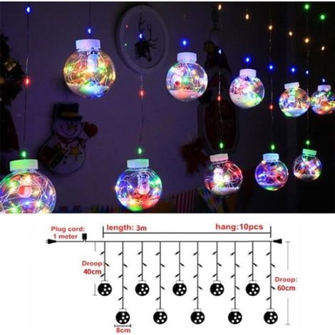 Guirlande Lumineuse Rideau Boule Lampe Décoration De Noël Arbre De Noël LED Rideau Lumière-Snowman - blanc chaud (1/4)