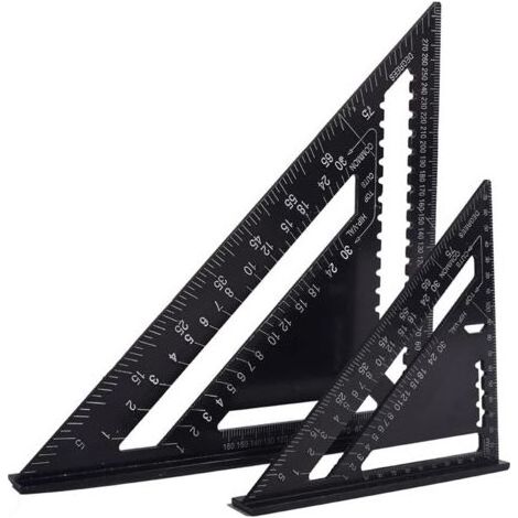 Equerre Menuisier Multifonctions 18cm et 30cm, Triangle Métal Aluminium Règle Équerre Trusquin Guide Raporteur Angle 45 90 Degres/Outillage Charpentier/Outil Traçage Guidage Menuiserie Bois (1/5)