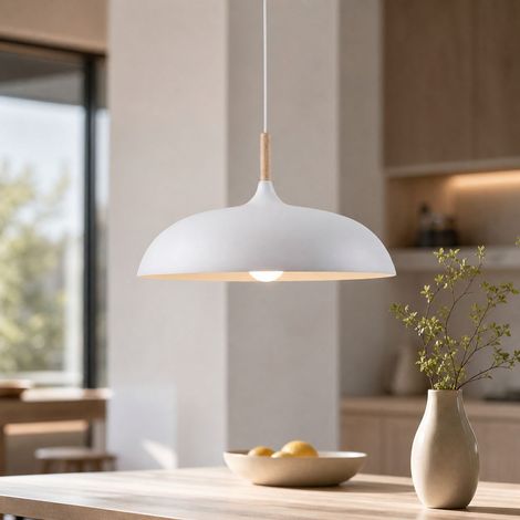 Suspension B37 en métal, diamètre 40 cm, hauteur 24 cm, câble réglable 120 cm, douille E27 avec ampoule LED 15W lumière chaude (1/4)