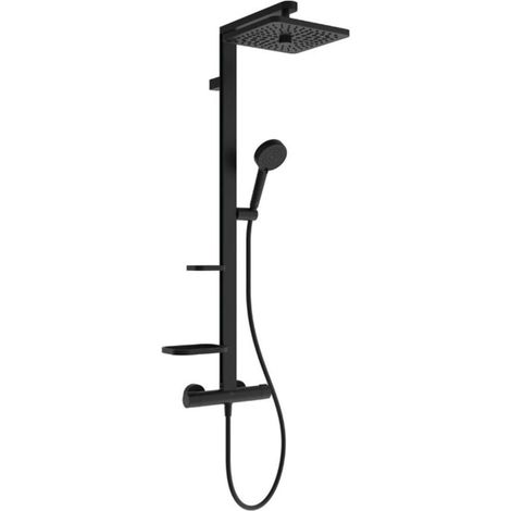 Ideal Standard Ceratherm ALU+ - Conjunto de ducha con termostato, 26x26 cm, 2 chorros, negro sedoso BE210XG