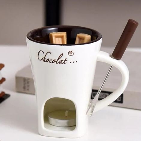 Tasse fondante au Chocolat,Tasse fondante au Chocolat,Chauffe-Beurre Chauffant pour Bougie Chauffe-Plat pour Chocolat et Fromage (1/4)
