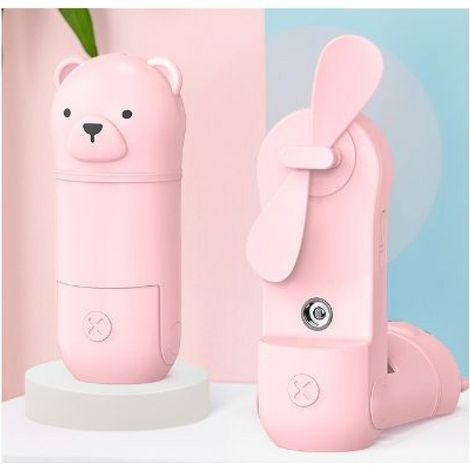 Ventilateur de poche, mini ventilateur portable avec brumisateur, fonctionnement silencieux, port USB, pliable (rose) (1/5)