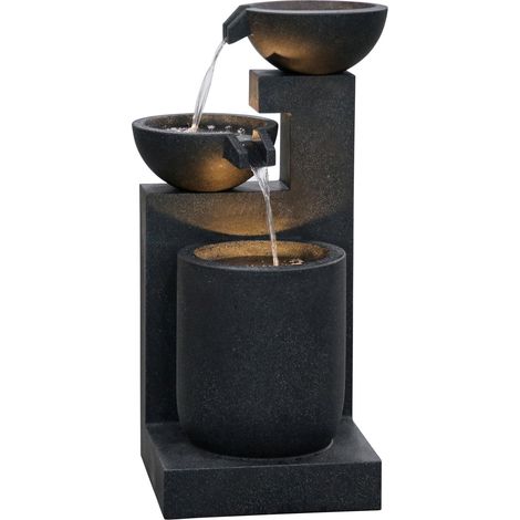 Dehner Fontana da giardino Samson, resistente al gelo, fontana per esterni, con illuminazione a LED, ca. 100 x 54,5 x 54,5 cm, poliresina, nero (1/5)