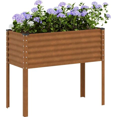 Gartenpflanzgefäß 100 x 45 x 90 cm Verwitterungsstahl