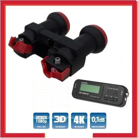 Kit LNB MonoBloc Multi degré 1+1 ,0.1dB+ Pointeur de signal satellite numérique DVB-S / S2 HD de poche