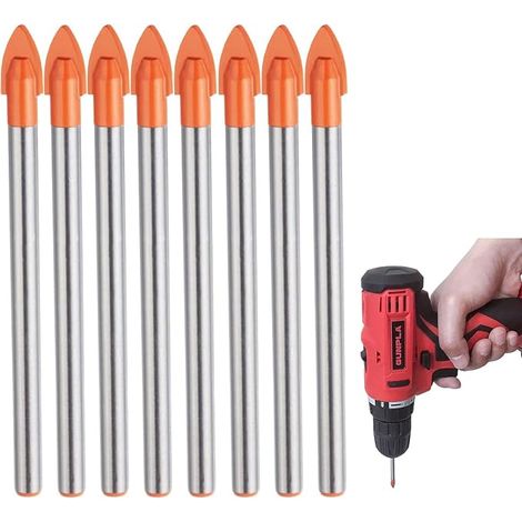 Set di 10 punte da trapano per vetro e piastrelle, vetro, ceramica, plastica, alluminio, marmo, specchio, legno, vetro di qualità industriale (1/5)