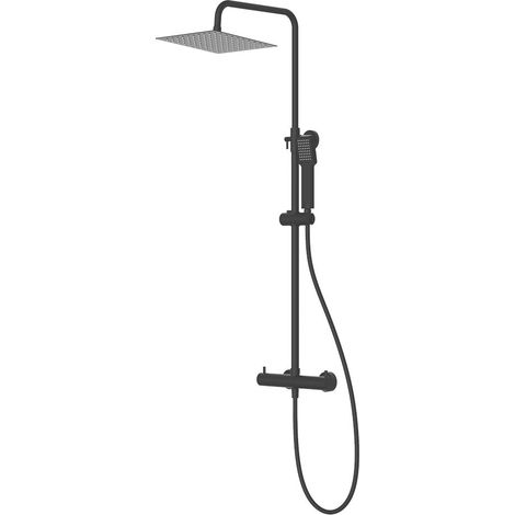 Kibath Columna Ducha monomando GUN METAL cuadrada acabado GRAFITO / antracita mate fabricado en latón (1/4)