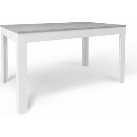 Table extensible 140+60L x 80P x h75 – Finition ciment et blanc mat – Sarmog (1/3)