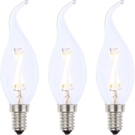Litecraft Light Bulb E14 Small Edison Screw Cap 2 Watt LED Filament Candle Fitting in Clear - 3 Pack (1/2)