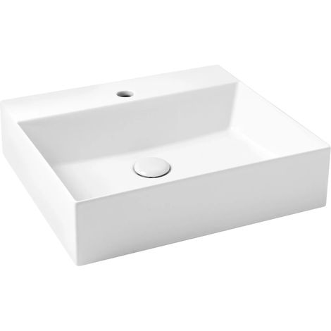 Lavabo Elegance sospeso/appoggio 50x45 monforo in ceramica bianco (1/2)